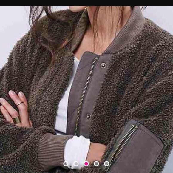 Free People Teddy Aviator Bomber Jacket M - Picture 2 of 4